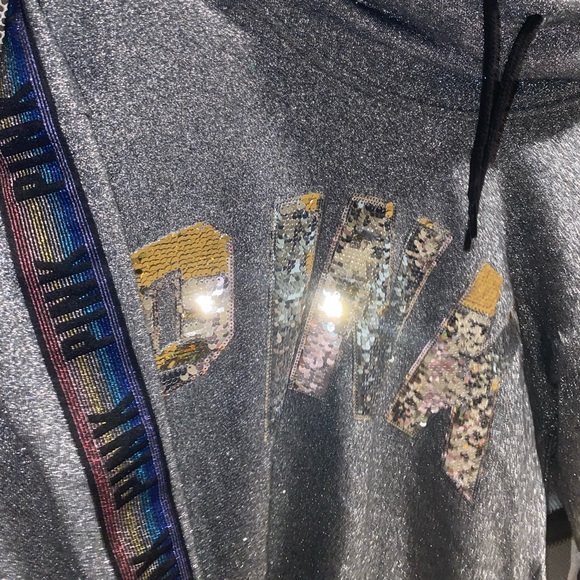 PINK sparkley jacket with rainbow trim M - Picture 2 of 2